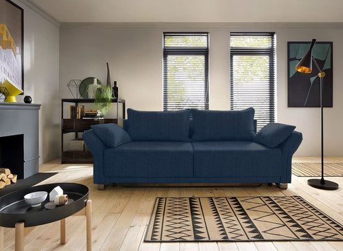 Benix Canapea Lota Sofia 19 Extensibila cu Arcuri Ondulate si Spuma Poliuretanica, 3 Locuri, Suprafata de Dormit 198x150 cm, tapitata cu Stofa Easy Clean, cu Lada de Depozitare, Cotiere Reglabile, Perne Incluse, l270xA100xH80 cm