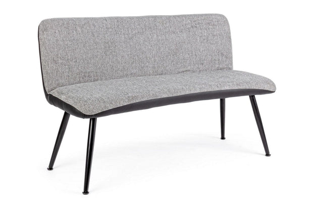 Canapea Louis Gri / Negru Fixa cu Spuma Poliuretanica, 2 Locuri, tapitata cu Stofa si Piele Ecologica, l142xA47xH88 cm