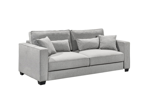 BlackRedWhite Canapea Melina Thor 10 Extensibila cu Arcuri Elicoidale si Spuma Poliuretanica, 3 Locuri, Suprafata de Dormit 198x165 cm, tapitata cu Stofa, cu Lada de Depozitare, Perne Incluse, l232xA115xH92 cm
