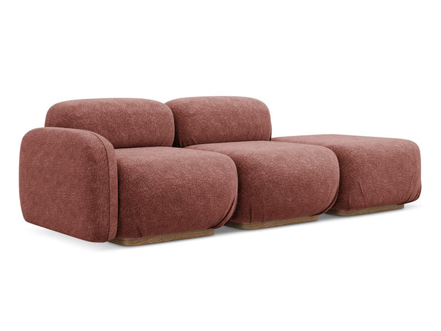 Makamii Canapea Modulara, 3 locuri, Taburet Inclus, Tapitata cu Stofa, Ailani 3SOL-21, l258xA95xH73 cm