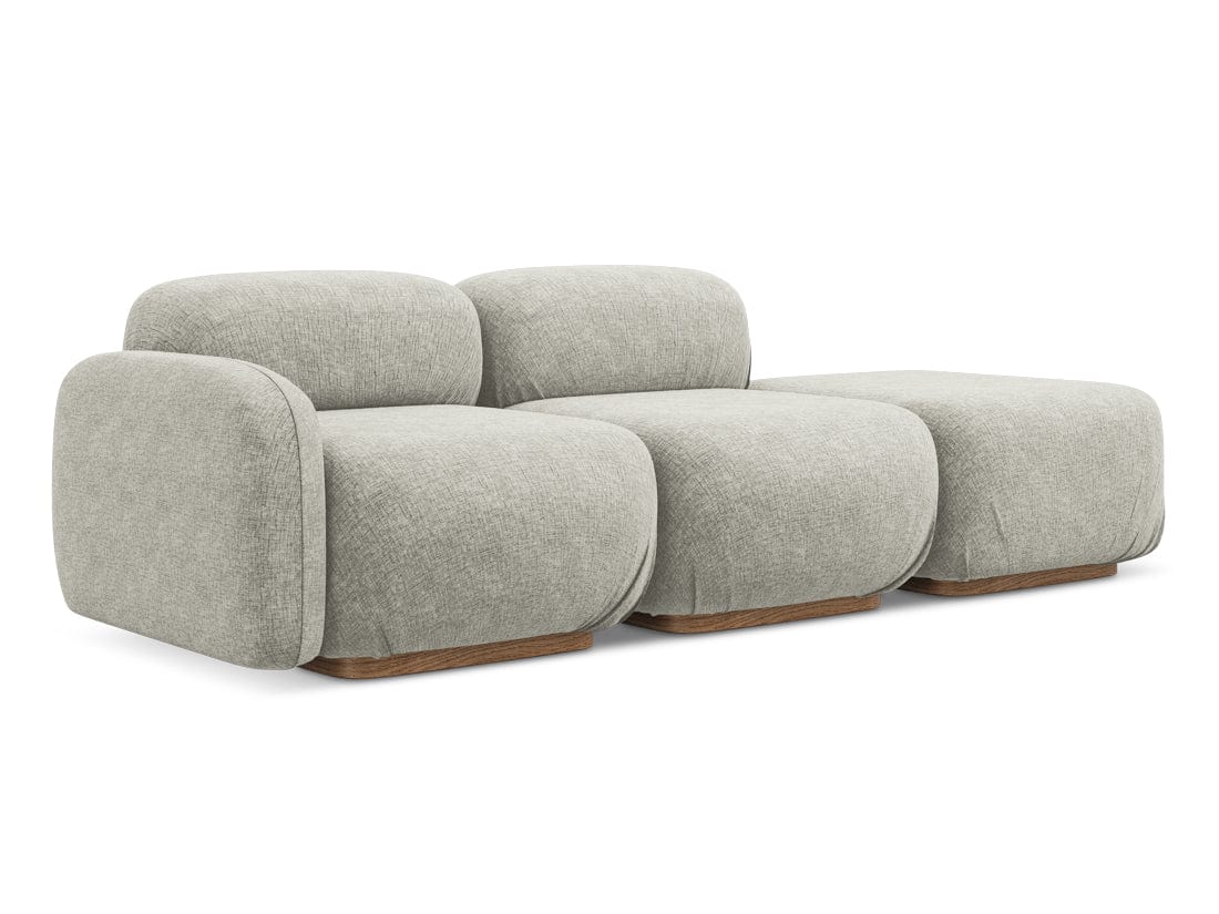 Makamii Canapea Modulara, 3 locuri, Taburet Inclus, Tapitata cu Stofa, Ailani 3SOL-21, l258xA95xH73 cm
