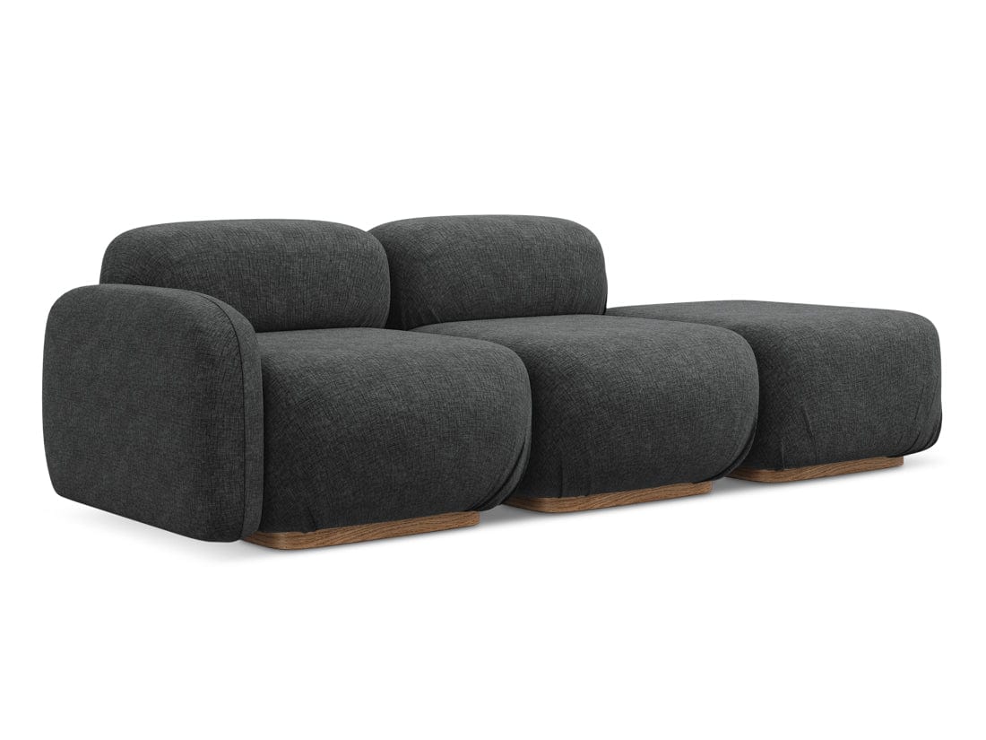 Makamii Canapea Modulara, 3 locuri, Taburet Inclus, Tapitata cu Stofa, Ailani 3SOL-21, l258xA95xH73 cm