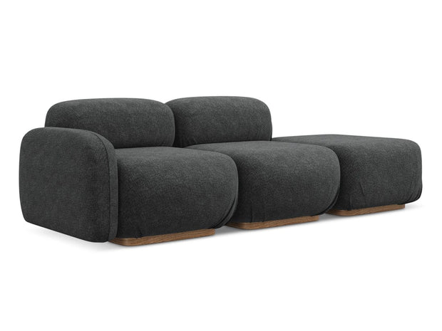 Makamii Canapea Modulara, 3 locuri, Taburet Inclus, Tapitata cu Stofa, Ailani 3SOL-21, l258xA95xH73 cm