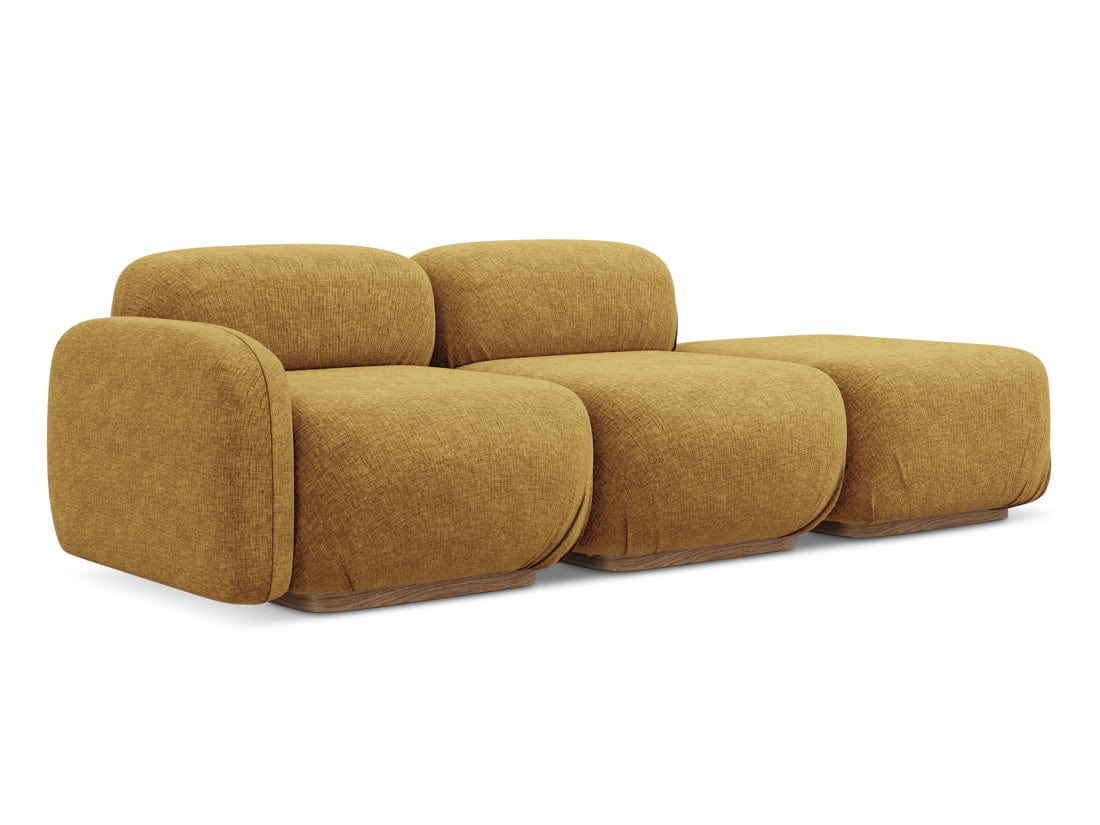 Makamii Canapea Modulara, 3 locuri, Taburet Inclus, Tapitata cu Stofa, Ailani 3SOL-21, l258xA95xH73 cm