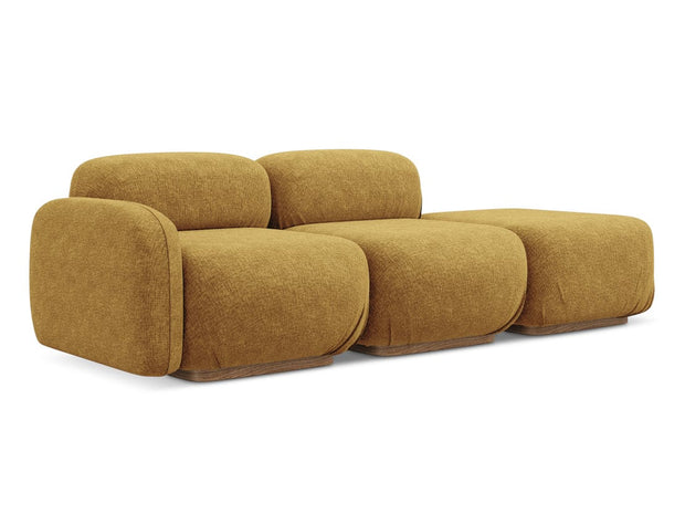 Makamii Canapea Modulara, 3 locuri, Taburet Inclus, Tapitata cu Stofa, Ailani 3SOL-21, l258xA95xH73 cm