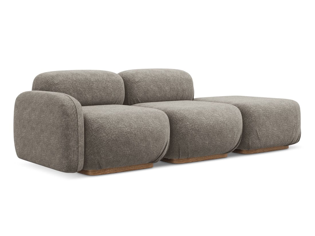 Makamii Canapea Modulara, 3 locuri, Taburet Inclus, Tapitata cu Stofa, Ailani 3SOL-21, l258xA95xH73 cm