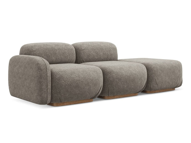 Makamii Canapea Modulara, 3 locuri, Taburet Inclus, Tapitata cu Stofa, Ailani 3SOL-21, l258xA95xH73 cm