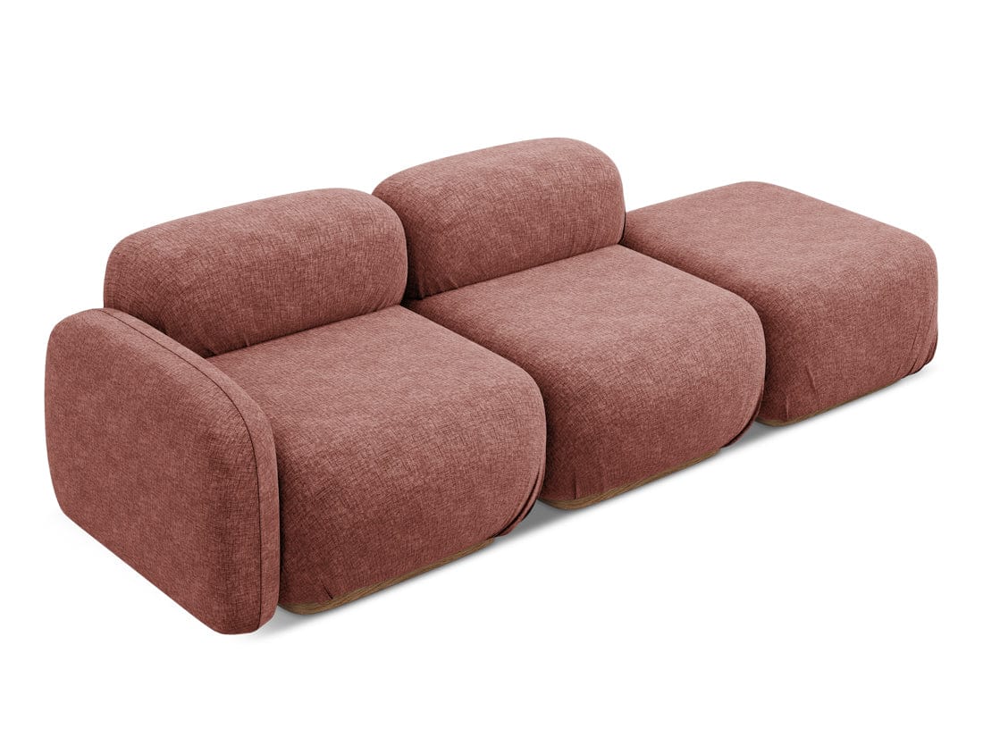 Makamii Canapea Modulara, 3 locuri, Taburet Inclus, Tapitata cu Stofa, Ailani 3SOL-21, l258xA95xH73 cm