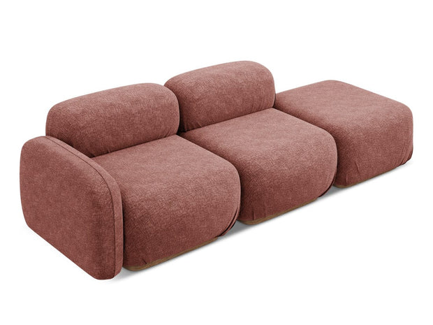 Makamii Canapea Modulara, 3 locuri, Taburet Inclus, Tapitata cu Stofa, Ailani 3SOL-21, l258xA95xH73 cm