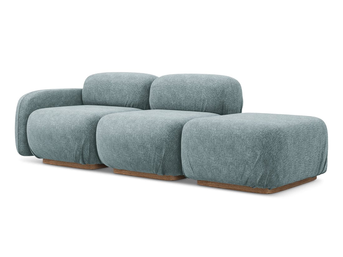 Makamii Canapea Modulara, 3 locuri, Taburet Inclus, Tapitata cu Stofa, Ailani 3SOL-21, l258xA95xH73 cm