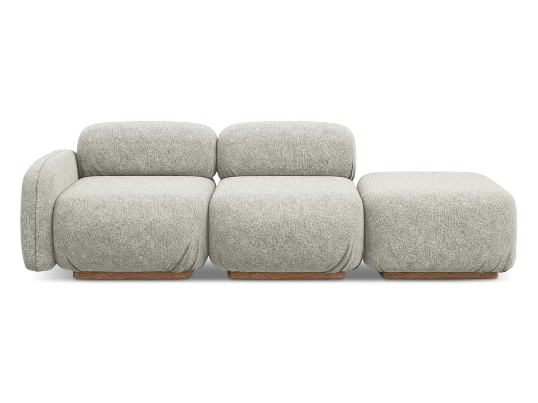 Makamii Canapea Modulara, 3 locuri, Taburet Inclus, Tapitata cu Stofa, Ailani 3SOL-21, l258xA95xH73 cm