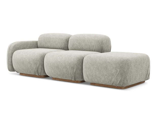 Makamii Canapea Modulara, 3 locuri, Taburet Inclus, Tapitata cu Stofa, Ailani 3SOL-21, l258xA95xH73 cm