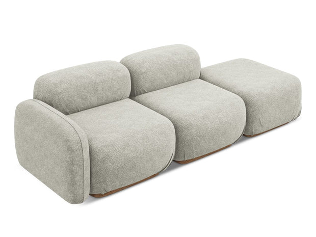 Makamii Canapea Modulara, 3 locuri, Taburet Inclus, Tapitata cu Stofa, Ailani 3SOL-21, l258xA95xH73 cm