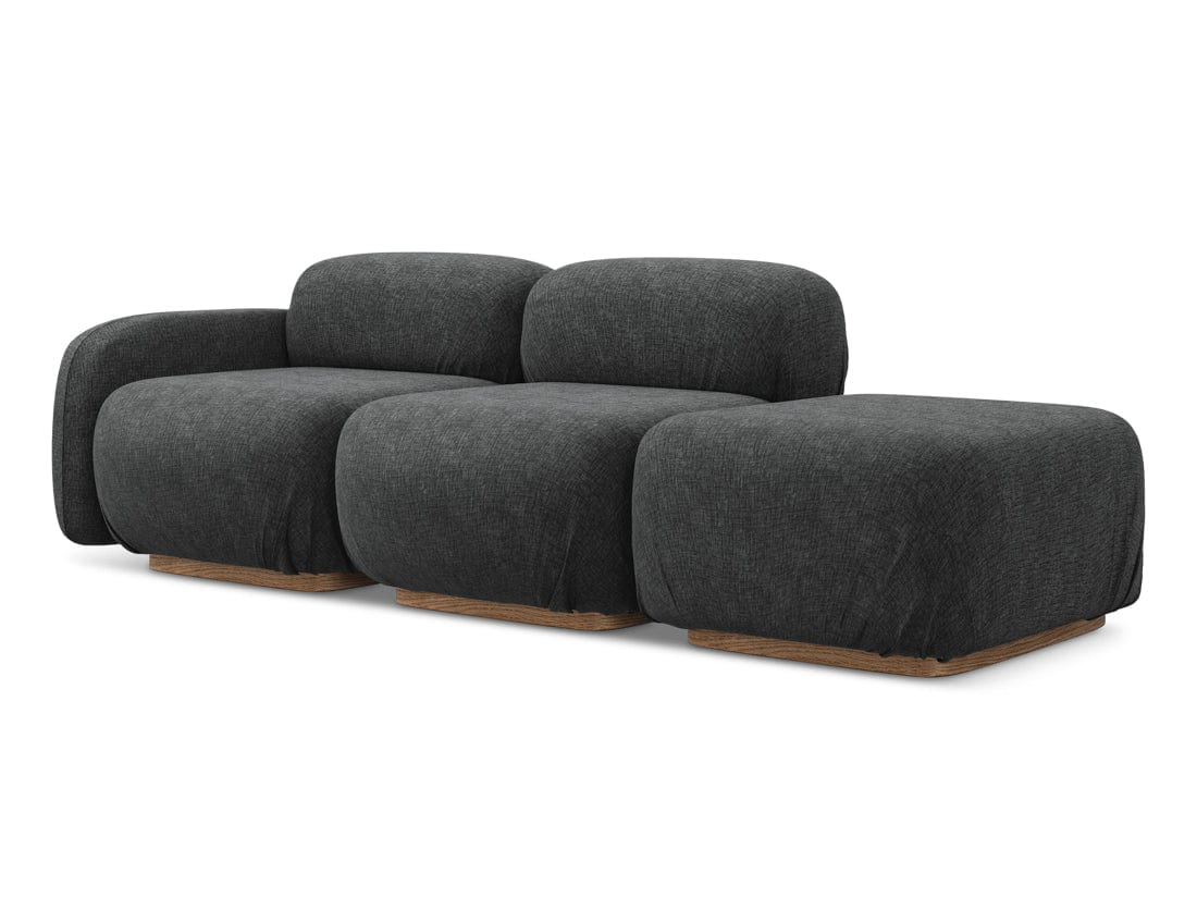 Makamii Canapea Modulara, 3 locuri, Taburet Inclus, Tapitata cu Stofa, Ailani 3SOL-21, l258xA95xH73 cm