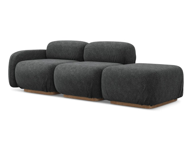 Makamii Canapea Modulara, 3 locuri, Taburet Inclus, Tapitata cu Stofa, Ailani 3SOL-21, l258xA95xH73 cm