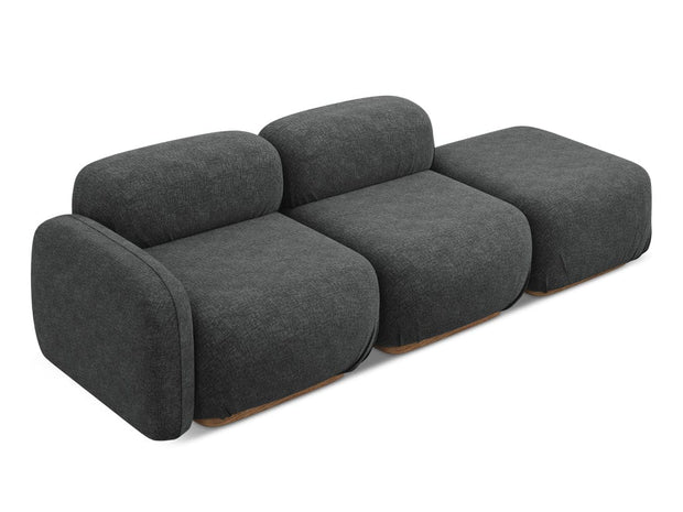 Makamii Canapea Modulara, 3 locuri, Taburet Inclus, Tapitata cu Stofa, Ailani 3SOL-21, l258xA95xH73 cm