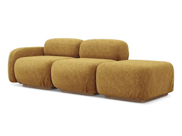 Makamii Canapea Modulara, 3 locuri, Taburet Inclus, Tapitata cu Stofa, Ailani 3SOL-21, l258xA95xH73 cm