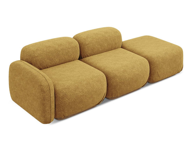 Makamii Canapea Modulara, 3 locuri, Taburet Inclus, Tapitata cu Stofa, Ailani 3SOL-21, l258xA95xH73 cm