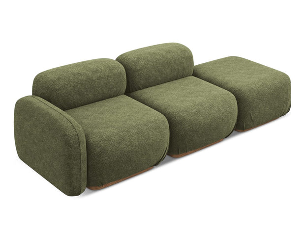 Makamii Canapea Modulara, 3 locuri, Taburet Inclus, Tapitata cu Stofa, Ailani 3SOL-21, l258xA95xH73 cm
