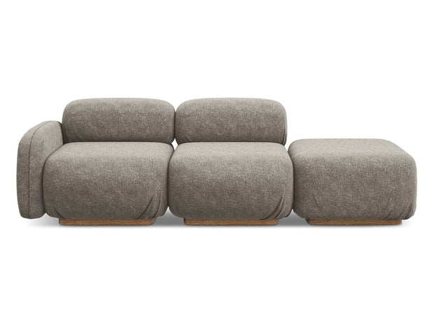 Makamii Canapea Modulara, 3 locuri, Taburet Inclus, Tapitata cu Stofa, Ailani 3SOL-21, l258xA95xH73 cm