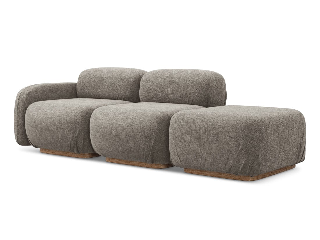 Makamii Canapea Modulara, 3 locuri, Taburet Inclus, Tapitata cu Stofa, Ailani 3SOL-21, l258xA95xH73 cm