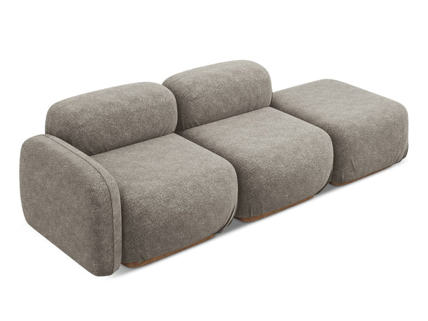 Makamii Canapea Modulara, 3 locuri, Taburet Inclus, Tapitata cu Stofa, Ailani 3SOL-21, l258xA95xH73 cm
