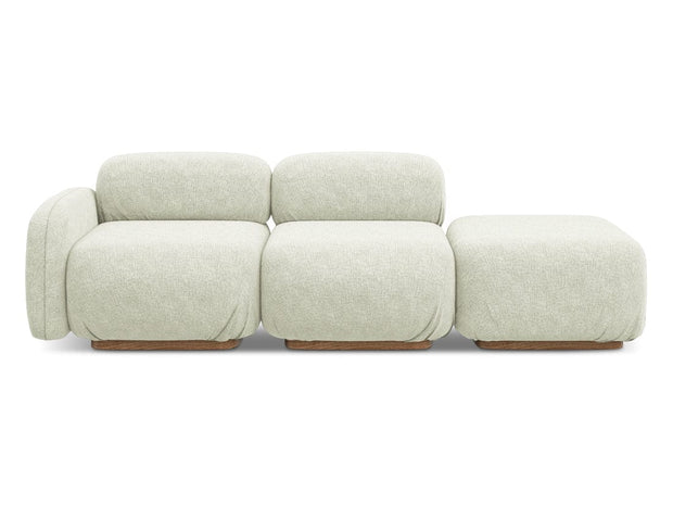 Makamii Canapea Modulara, 3 locuri, Taburet Inclus, Tapitata cu Stofa, Ailani 3SOL-21, l258xA95xH73 cm
