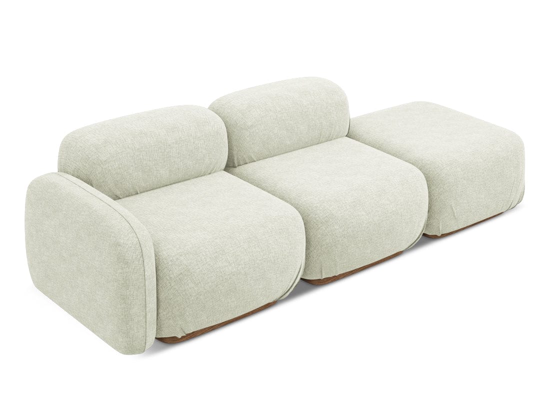 Makamii Canapea Modulara, 3 locuri, Taburet Inclus, Tapitata cu Stofa, Ailani 3SOL-21, l258xA95xH73 cm