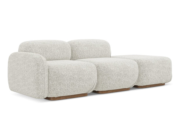 Makamii Bej Canapea Modulara, 3 locuri, Taburet Inclus, Tapitata cu Stofa, Ailani 3SOL-22 Deschis, l258xA95xH73 cm