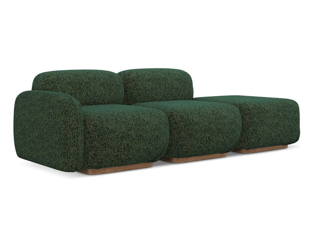 Makamii Verde Canapea Modulara, 3 locuri, Taburet Inclus, Tapitata cu Stofa, Ailani 3SOL-22 Deschis, l258xA95xH73 cm