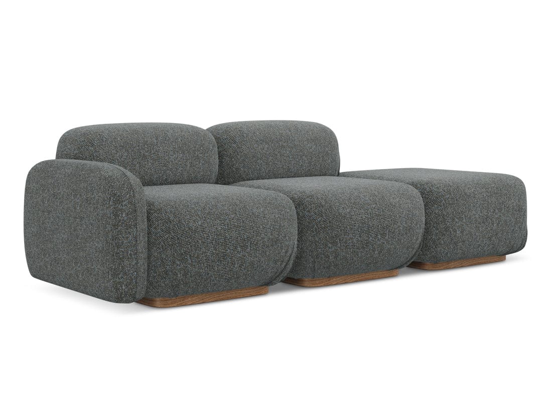 Makamii Gri Canapea Modulara, 3 locuri, Taburet Inclus, Tapitata cu Stofa, Ailani 3SOL-22 Deschis, l258xA95xH73 cm