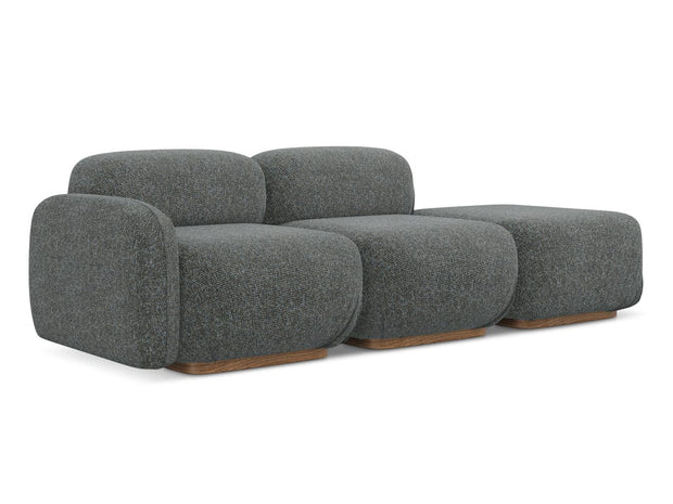 Makamii Gri Canapea Modulara, 3 locuri, Taburet Inclus, Tapitata cu Stofa, Ailani 3SOL-22 Deschis, l258xA95xH73 cm