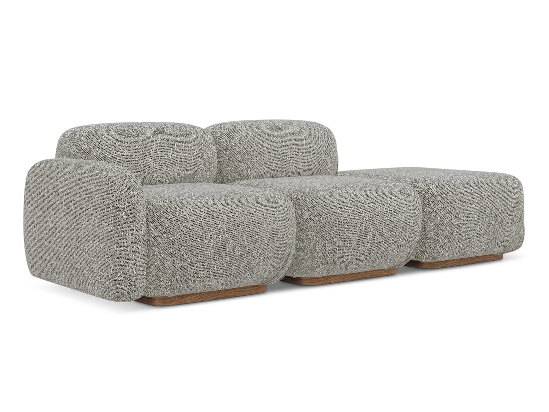 Makamii Canapea Modulara, 3 locuri, Taburet Inclus, Tapitata cu Stofa, Ailani 3SOL-22 Deschis, l258xA95xH73 cm