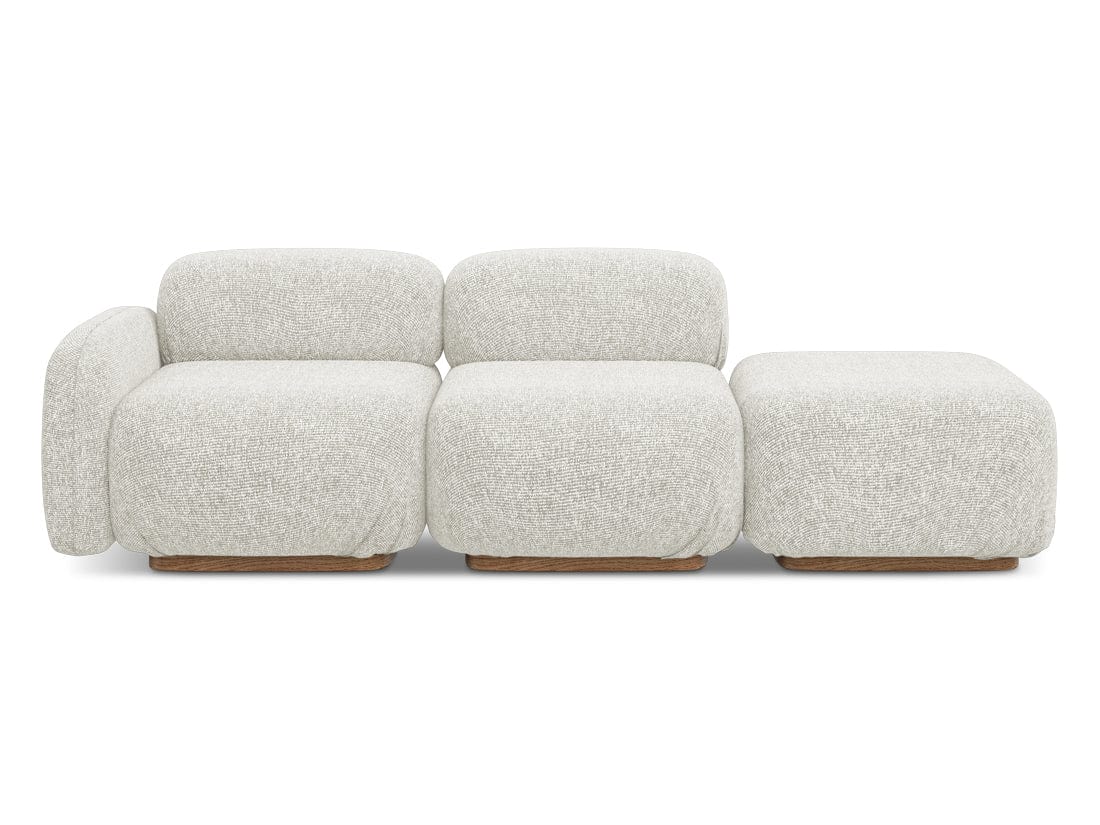 Makamii Canapea Modulara, 3 locuri, Taburet Inclus, Tapitata cu Stofa, Ailani 3SOL-22 Deschis, l258xA95xH73 cm