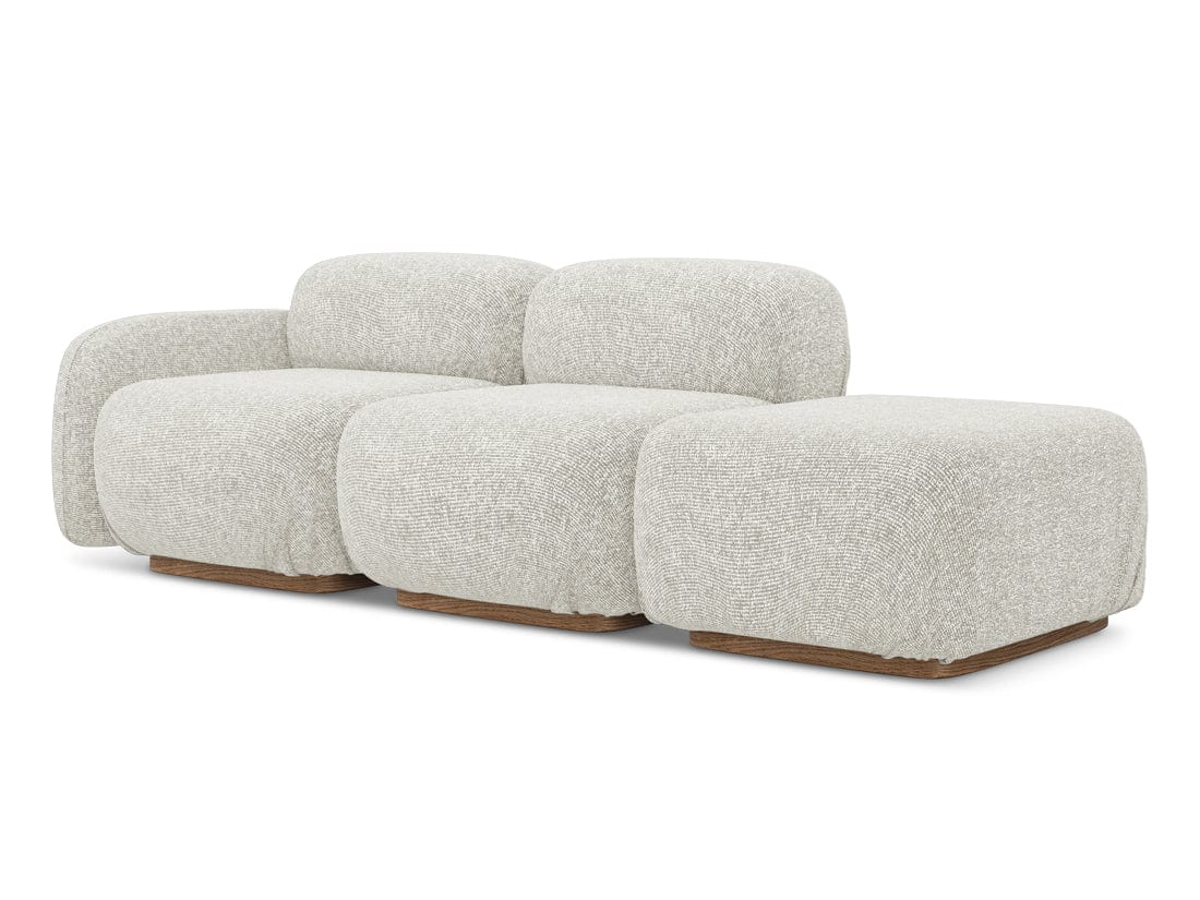 Makamii Canapea Modulara, 3 locuri, Taburet Inclus, Tapitata cu Stofa, Ailani 3SOL-22 Deschis, l258xA95xH73 cm