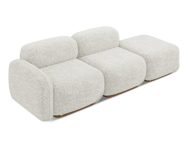 Makamii Canapea Modulara, 3 locuri, Taburet Inclus, Tapitata cu Stofa, Ailani 3SOL-22 Deschis, l258xA95xH73 cm