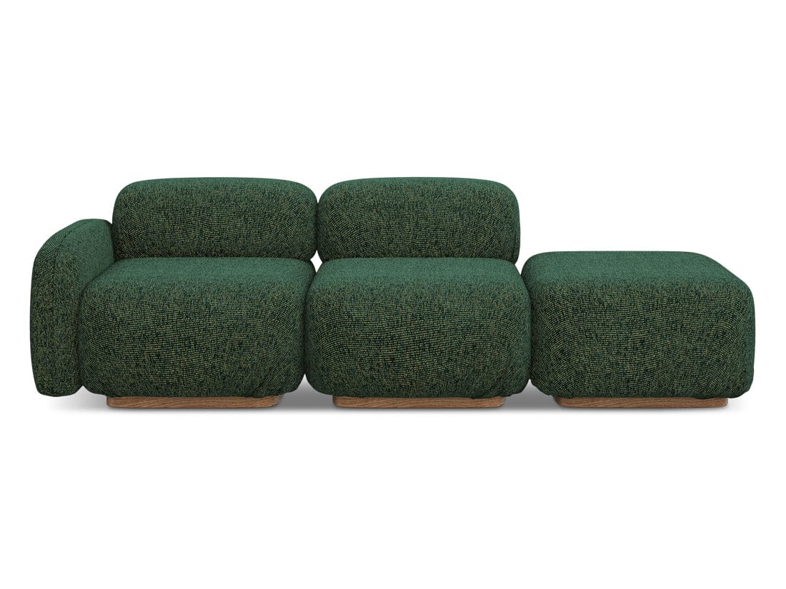 Makamii Canapea Modulara, 3 locuri, Taburet Inclus, Tapitata cu Stofa, Ailani 3SOL-22 Deschis, l258xA95xH73 cm