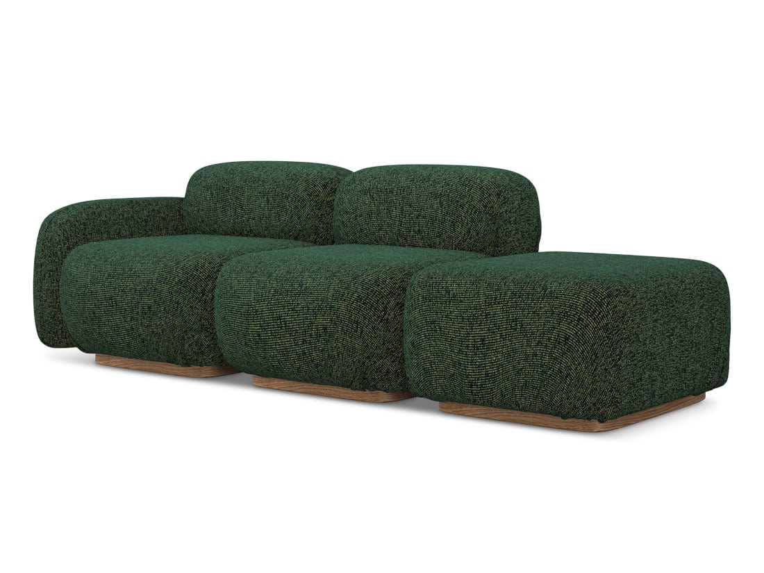 Makamii Canapea Modulara, 3 locuri, Taburet Inclus, Tapitata cu Stofa, Ailani 3SOL-22 Deschis, l258xA95xH73 cm