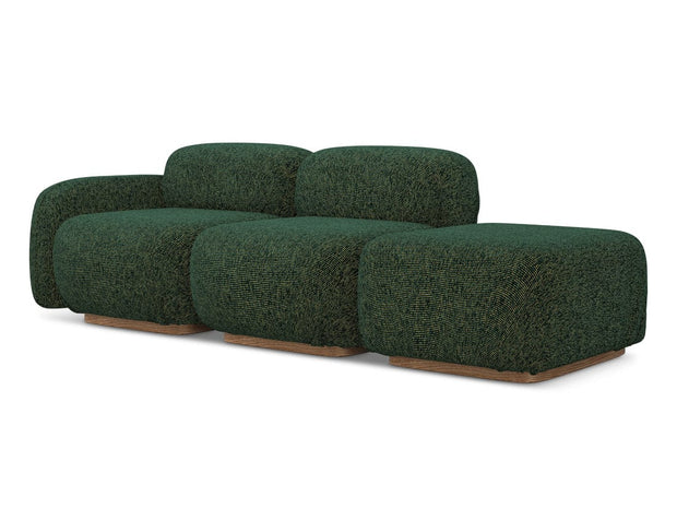 Makamii Canapea Modulara, 3 locuri, Taburet Inclus, Tapitata cu Stofa, Ailani 3SOL-22 Deschis, l258xA95xH73 cm