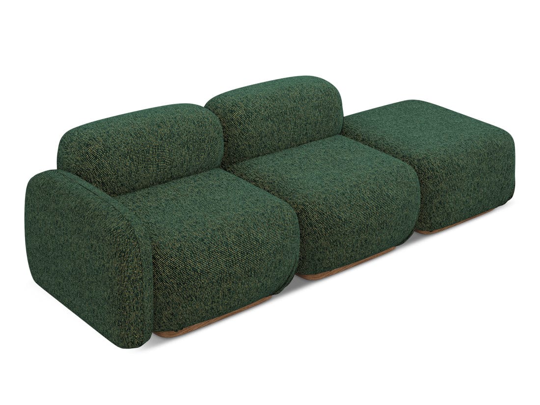 Makamii Canapea Modulara, 3 locuri, Taburet Inclus, Tapitata cu Stofa, Ailani 3SOL-22 Deschis, l258xA95xH73 cm