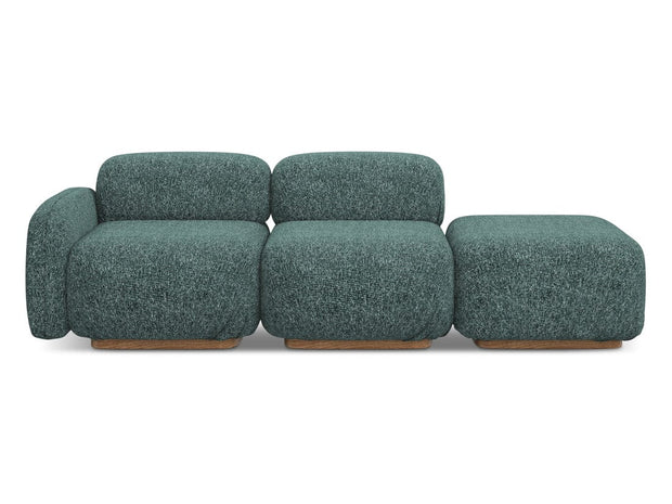 Makamii Canapea Modulara, 3 locuri, Taburet Inclus, Tapitata cu Stofa, Ailani 3SOL-22 Deschis, l258xA95xH73 cm