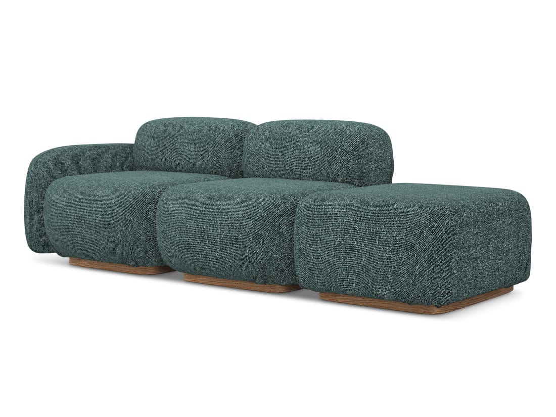 Makamii Canapea Modulara, 3 locuri, Taburet Inclus, Tapitata cu Stofa, Ailani 3SOL-22 Deschis, l258xA95xH73 cm