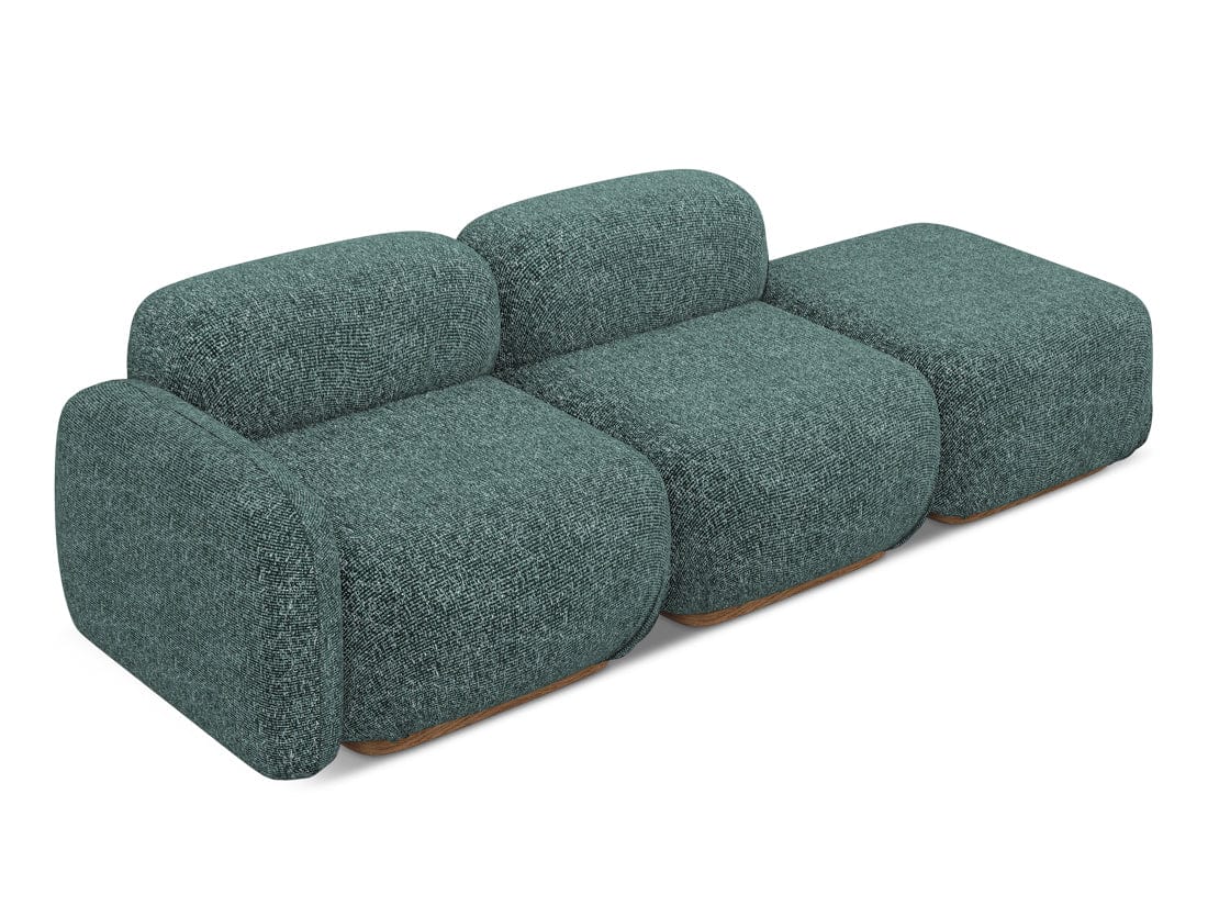 Makamii Canapea Modulara, 3 locuri, Taburet Inclus, Tapitata cu Stofa, Ailani 3SOL-22 Deschis, l258xA95xH73 cm