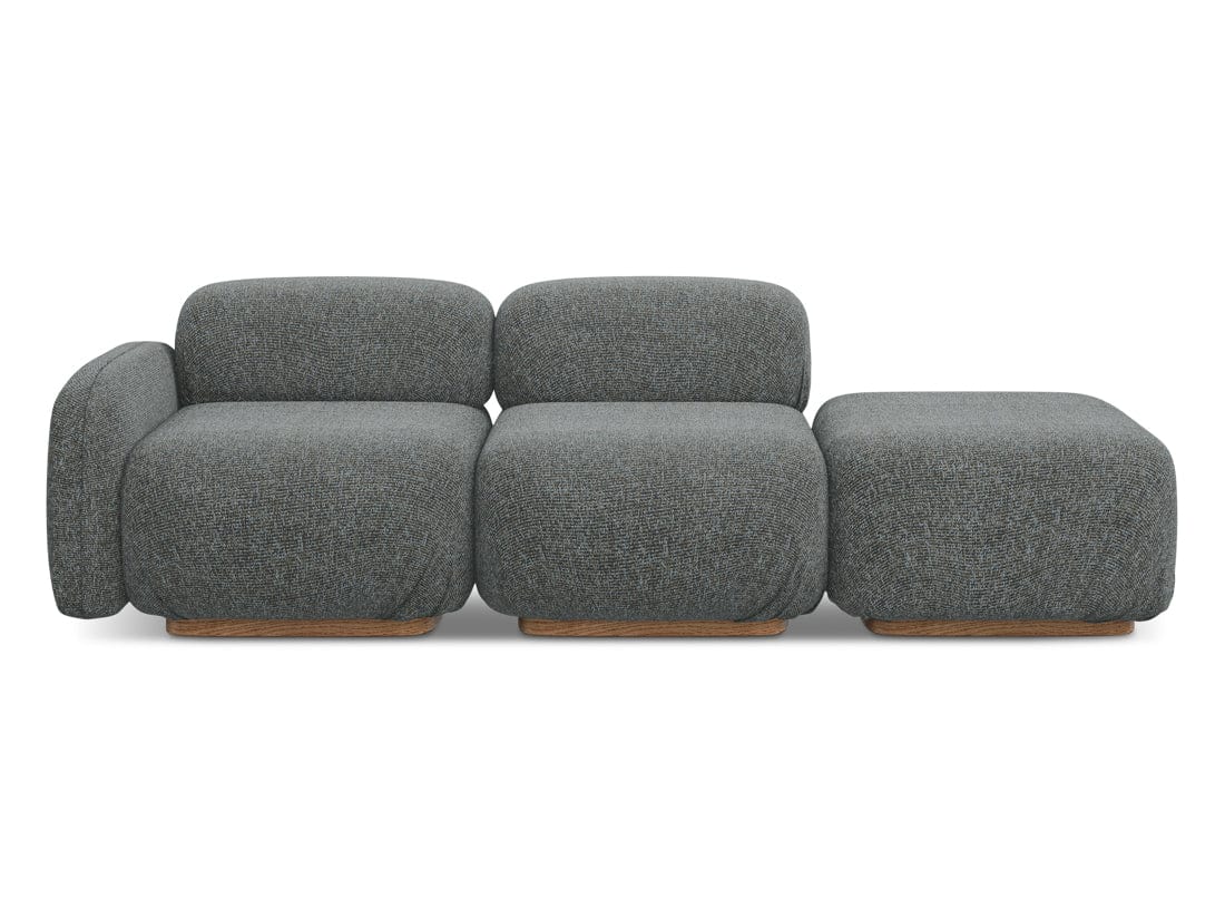 Makamii Canapea Modulara, 3 locuri, Taburet Inclus, Tapitata cu Stofa, Ailani 3SOL-22 Deschis, l258xA95xH73 cm