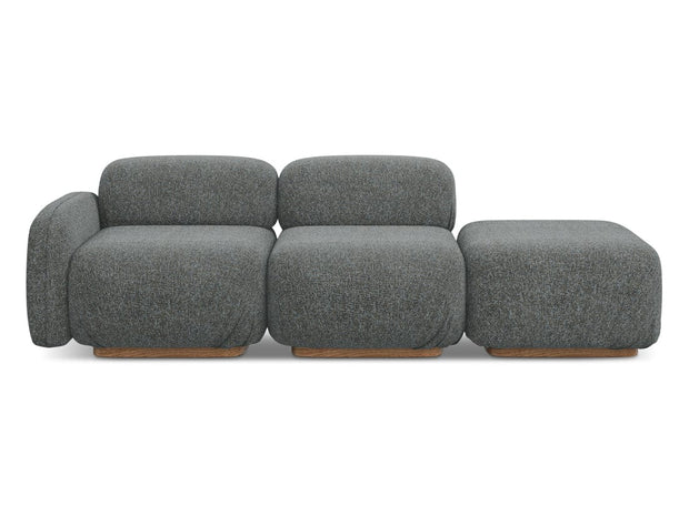 Makamii Canapea Modulara, 3 locuri, Taburet Inclus, Tapitata cu Stofa, Ailani 3SOL-22 Deschis, l258xA95xH73 cm