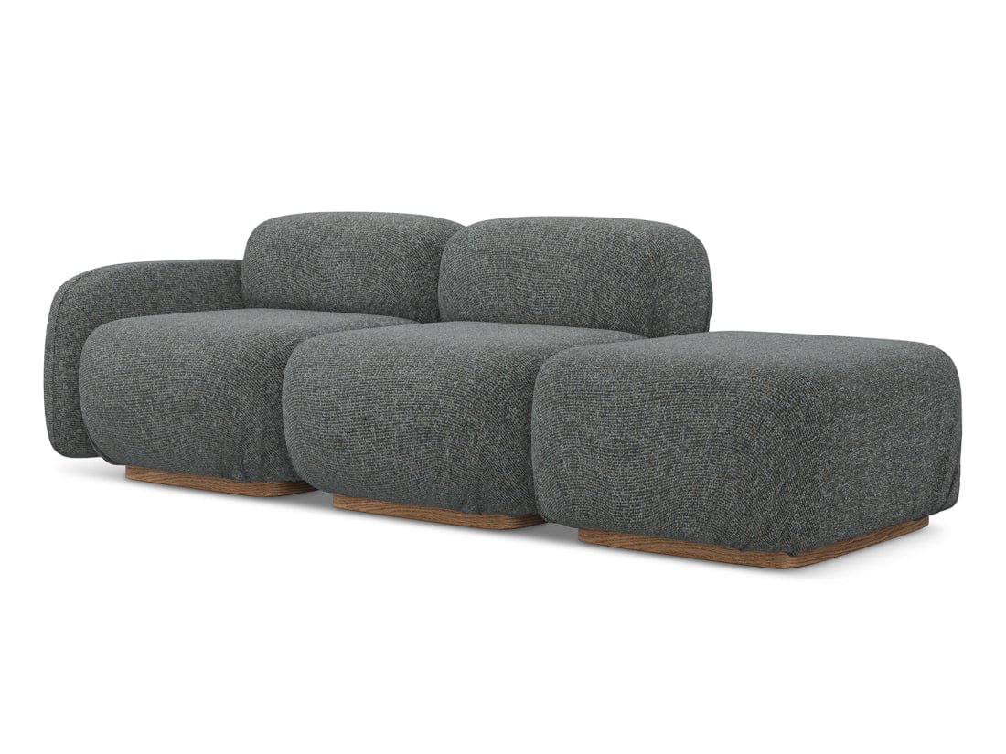 Makamii Canapea Modulara, 3 locuri, Taburet Inclus, Tapitata cu Stofa, Ailani 3SOL-22 Deschis, l258xA95xH73 cm