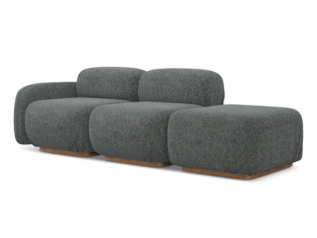 Makamii Canapea Modulara, 3 locuri, Taburet Inclus, Tapitata cu Stofa, Ailani 3SOL-22 Deschis, l258xA95xH73 cm