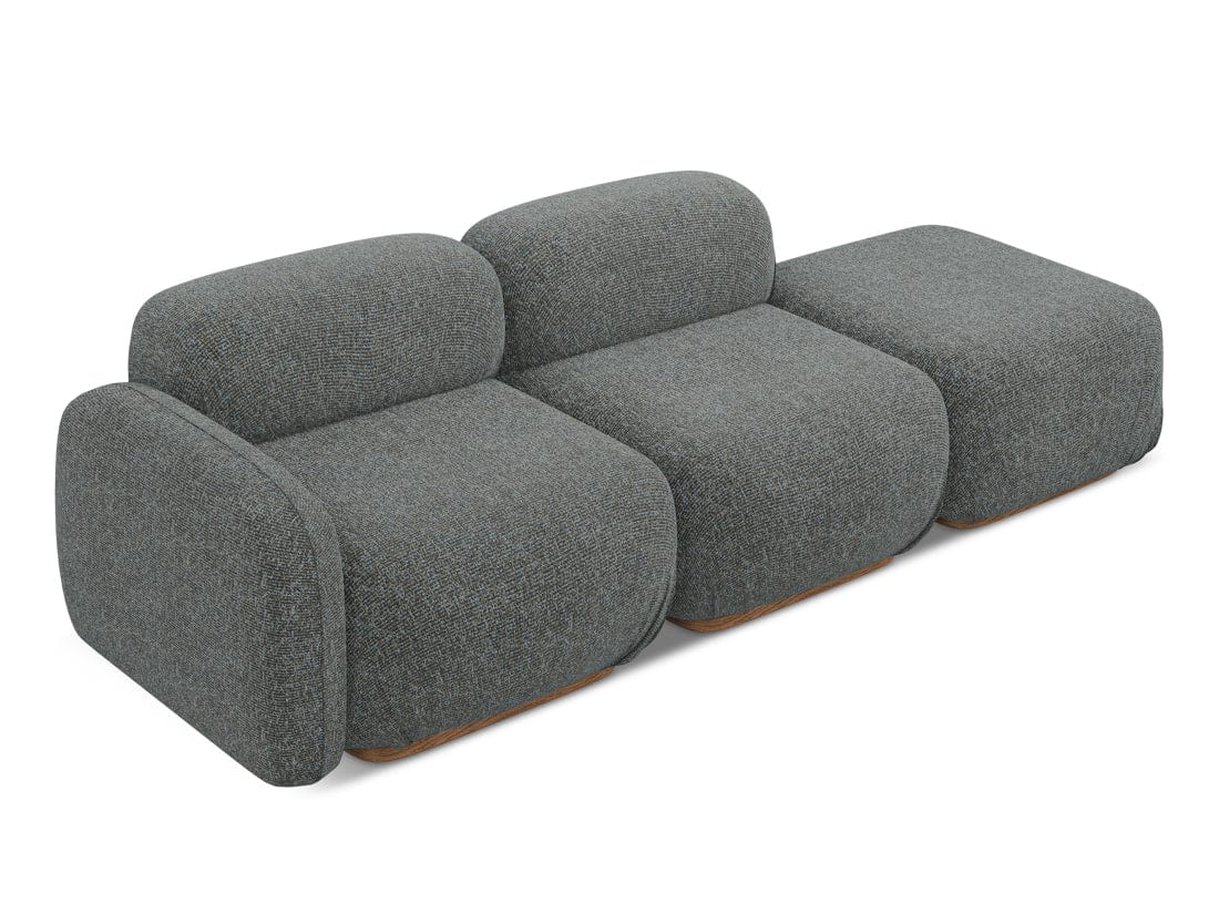 Makamii Canapea Modulara, 3 locuri, Taburet Inclus, Tapitata cu Stofa, Ailani 3SOL-22 Deschis, l258xA95xH73 cm