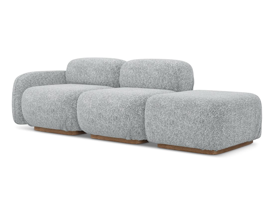 Makamii Canapea Modulara, 3 locuri, Taburet Inclus, Tapitata cu Stofa, Ailani 3SOL-22 Deschis, l258xA95xH73 cm