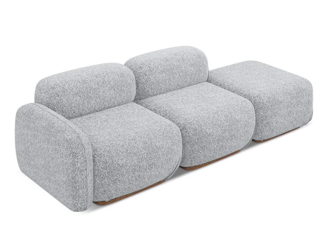 Makamii Canapea Modulara, 3 locuri, Taburet Inclus, Tapitata cu Stofa, Ailani 3SOL-22 Deschis, l258xA95xH73 cm